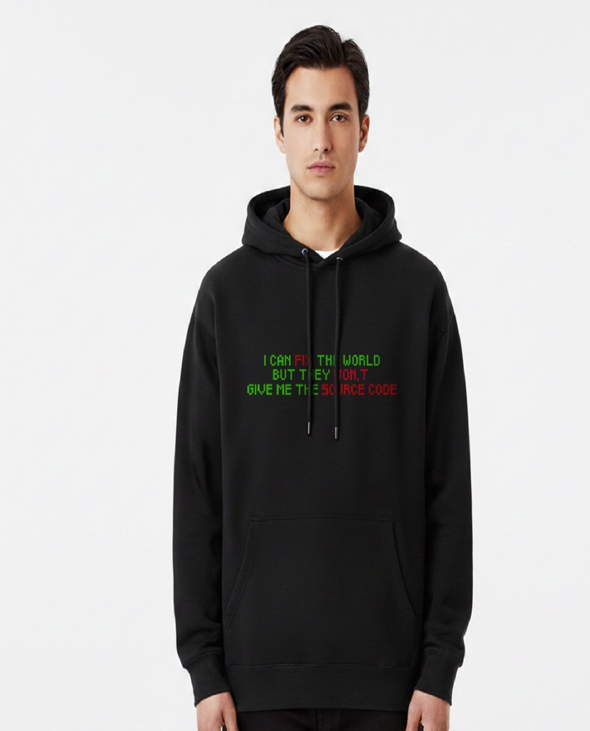 Source Code Black Pullover Hoodie